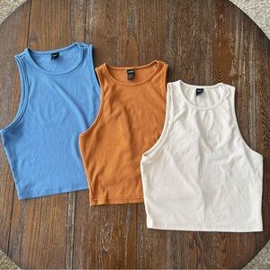 SHEIN Ribbed Tank Tops - Blue, Orange, and Cream